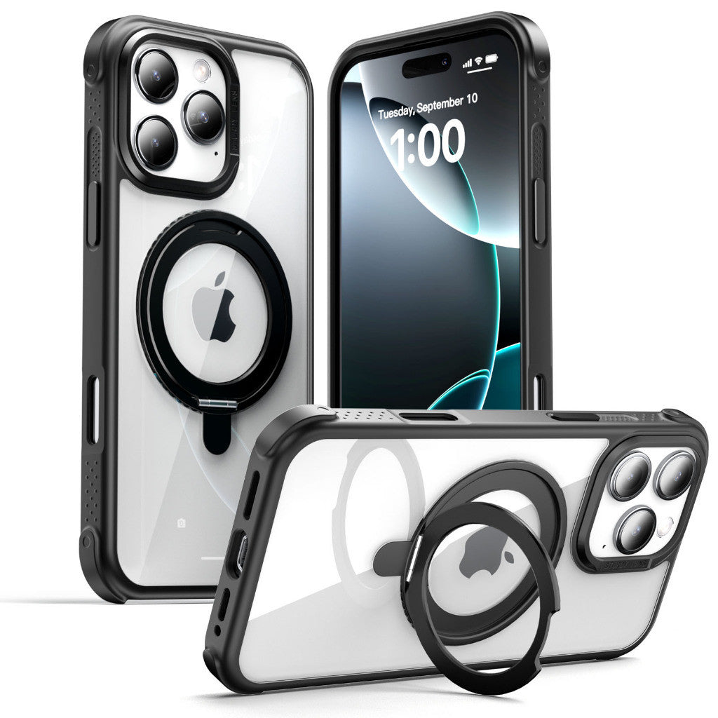 LOG ON Magsafe Armor Case For IPHONE Series-360 Metal Kickstand, Military Grade Premium Case