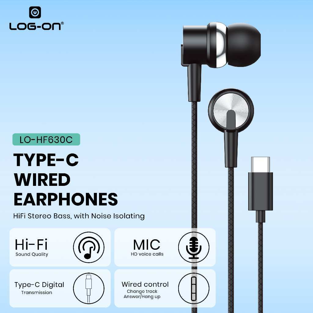 LOG ON EARPHONES TYPE C LO-HF630C HEADSET HEAVY BASS