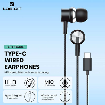 LOG ON EARPHONES TYPE C LO-HF630C HEADSET HEAVY BASS