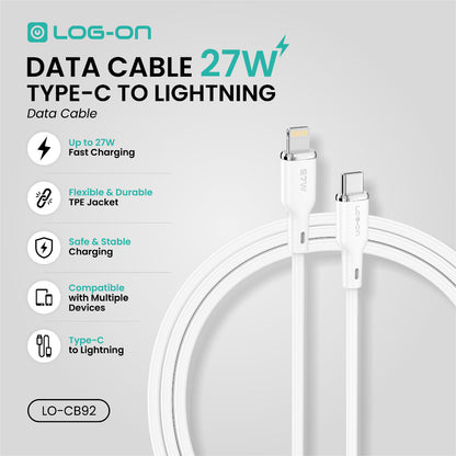 LOG ON 27W-65W KABEL FAST CHARGING LO-CB92 1,2M & 2M SUPPORT PD3.0 C-to-C C-to-iPhone