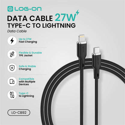 LOG ON 27W-65W KABEL FAST CHARGING LO-CB92 1,2M & 2M SUPPORT PD3.0 C-to-C C-to-iPhone