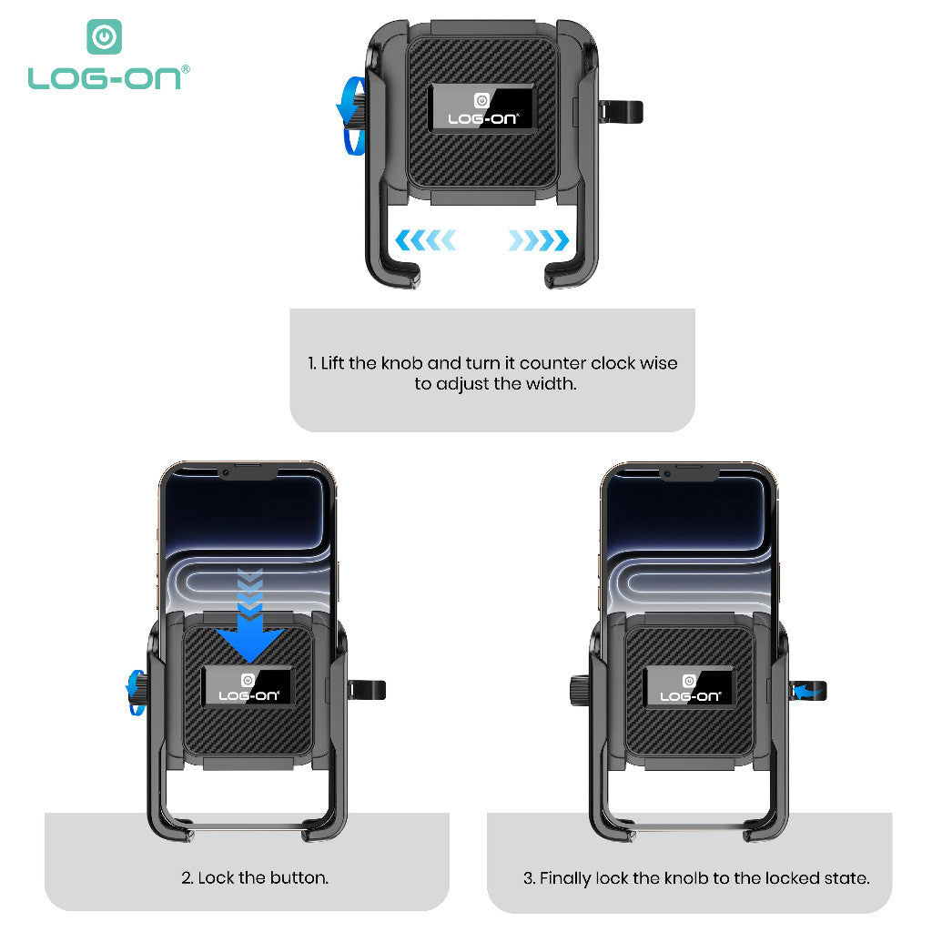 LOG ON HOLDER MOTOR 4X PEREDAM GETAR LO-CRH72 (4-7 INCI) UNTUK DI STANG MOTOR, SEPEDA, SCOOTER
