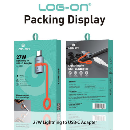 LOG-ON  Lightning to USB-C Adapter 27W PD Fast Charging LO-AD01  | Support Charging & Data Transfer