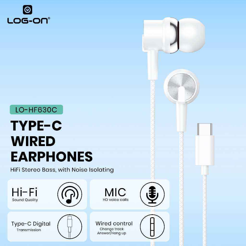 LOG ON EARPHONES TYPE C LO-HF630C HEADSET HEAVY BASS
