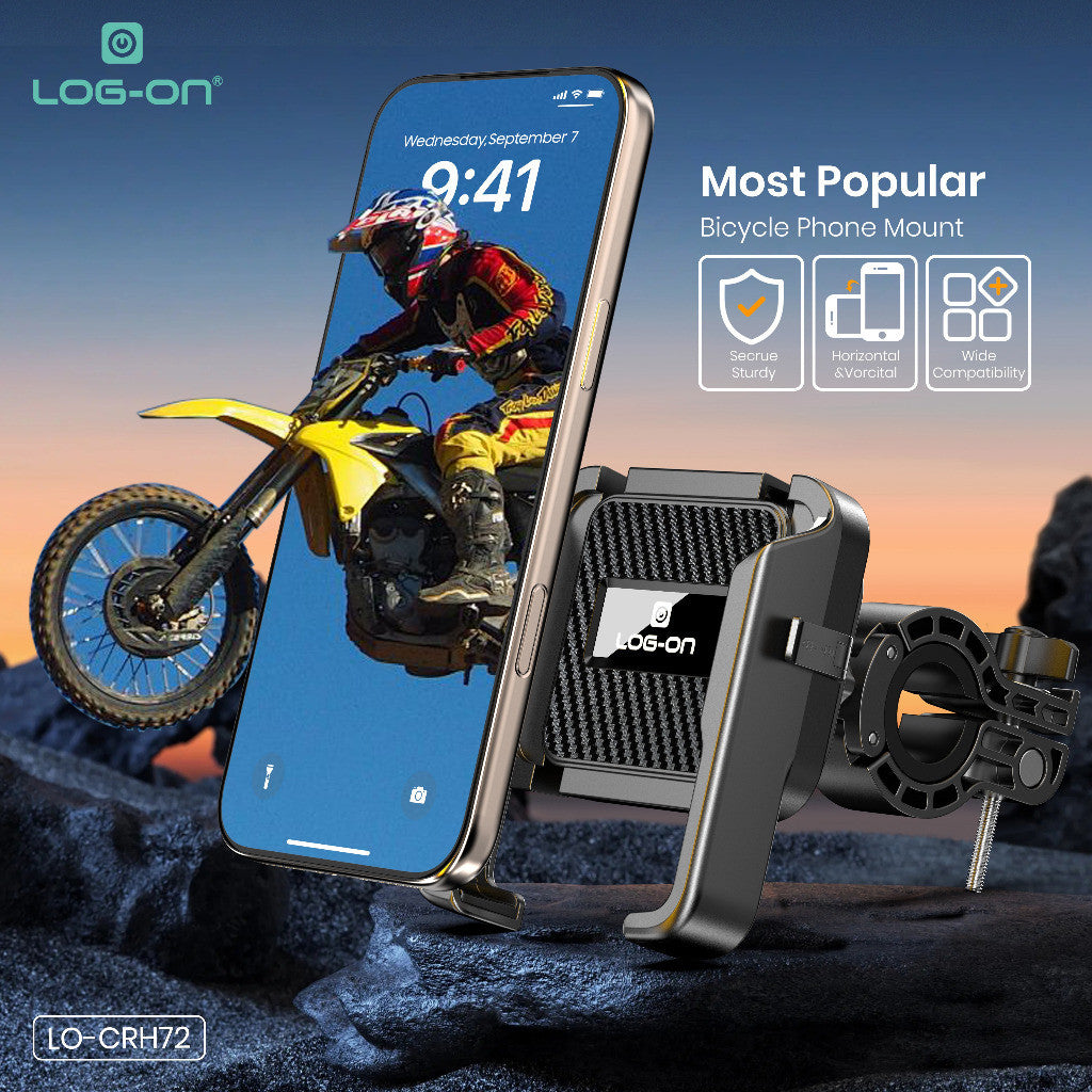 LOG ON HOLDER MOTOR 4X PEREDAM GETAR LO-CRH72 (4-7 INCI) UNTUK DI STANG MOTOR, SEPEDA, SCOOTER