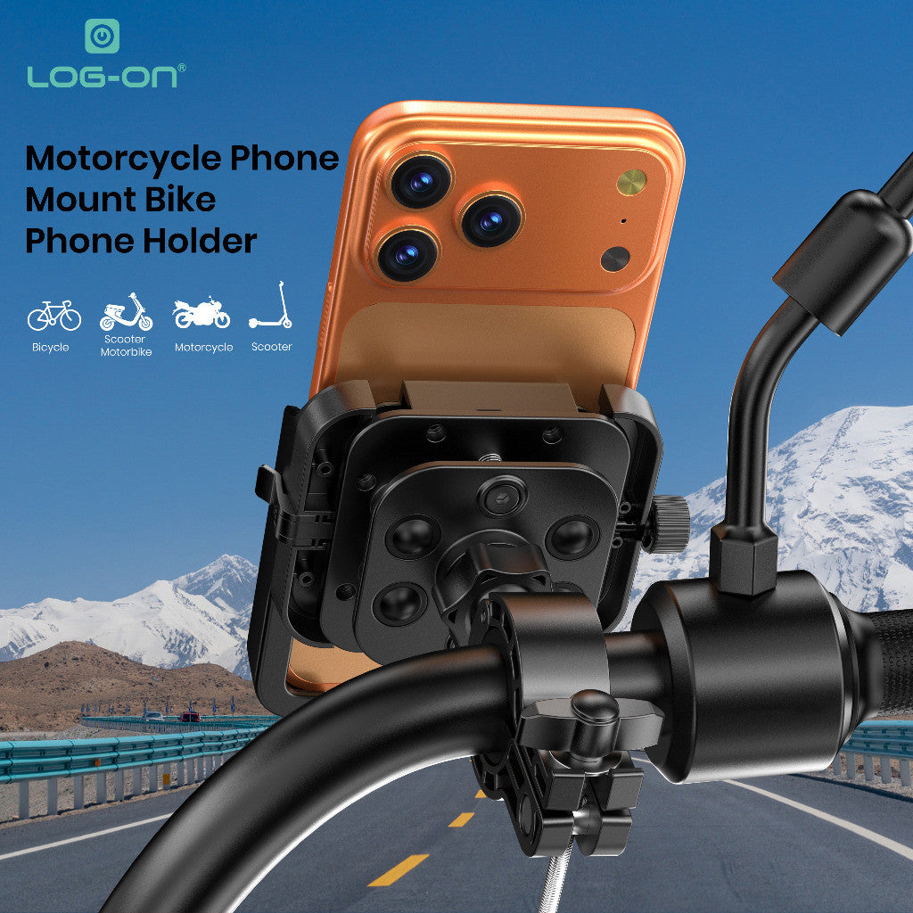LOG ON HOLDER MOTOR 4X PEREDAM GETAR LO-CRH72 (4-7 INCI) UNTUK DI STANG MOTOR, SEPEDA, SCOOTER