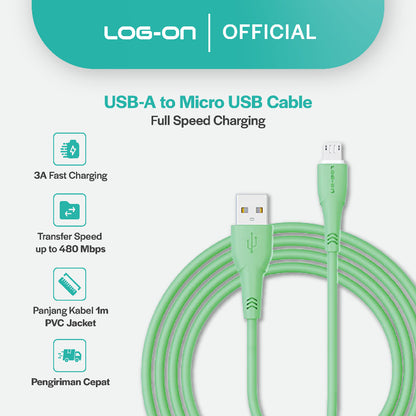 LOG ON Kabel Data Fast Charging 3A MICRO For Samsung Android,Xiaomi,Oppo,Realme,Vivo cb78