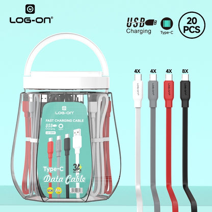 LOG ON 20PCS KABEL MICRO/TYPE C LO-CB80/CB90 FAST CHARGING 3A 1M ANDROID