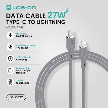 LOG ON 27W-65W KABEL FAST CHARGING LO-CB92 1,2M & 2M SUPPORT PD3.0 C-to-C C-to-iPhone