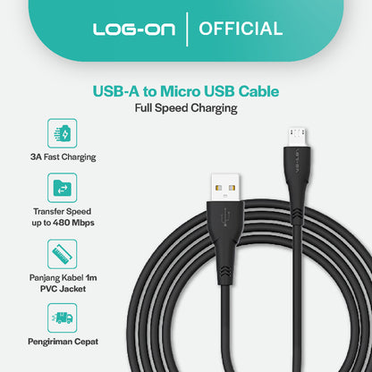 LOG ON Kabel Data Fast Charging 3A MICRO For Samsung Android,Xiaomi,Oppo,Realme,Vivo cb78