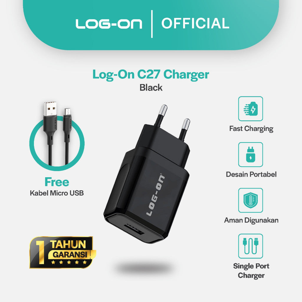 LOG ON BATOK 1USB 2.4A LO-C27 FAST ADAPTOR CHARGER