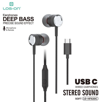 LOG ON EARPHONES USB-C LO-HF620C HEADSET DEEP BASS