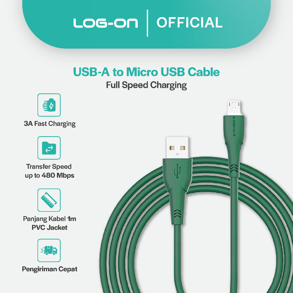 LOG ON Kabel Data Fast Charging 3A MICRO For Samsung Android,Xiaomi,Oppo,Realme,Vivo cb78