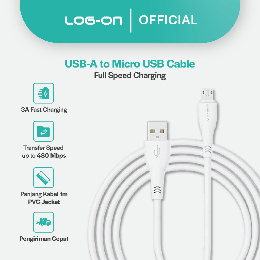 LOG ON Kabel Data Fast Charging 3A MICRO For Samsung Android,Xiaomi,Oppo,Realme,Vivo cb78