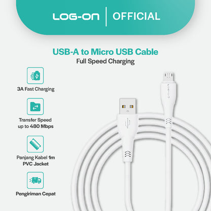 LOG ON Kabel Data Fast Charging 3A MICRO For Samsung Android,Xiaomi,Oppo,Realme,Vivo cb78