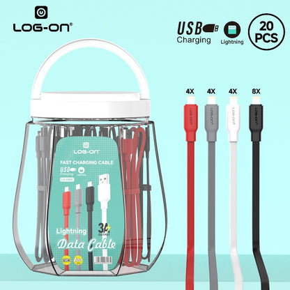 LOG ON 20PCSKABEL FAST CHARGING LO-CB90 KABEL CHARGE SEKALIGUS KABEL DATA