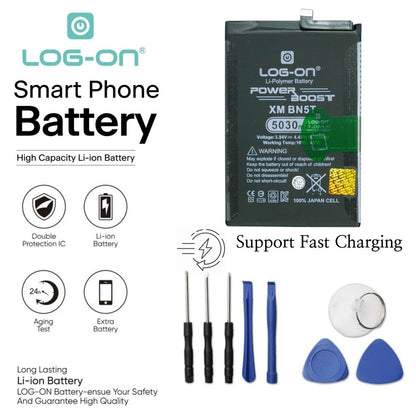 Log On - Baterai Untuk Poco M6 / Redmi 13 BN-5T Support Fast Charging - Kapasitas 5030mAh Power Boost Battery Baterai Batre - 1 Tahun Garansi