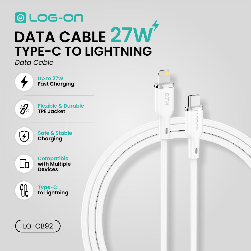 LOG ON 27W-65W KABEL FAST CHARGING LO-CB92 1,2M & 2M SUPPORT PD3.0 C-to-C C-to-iPhone
