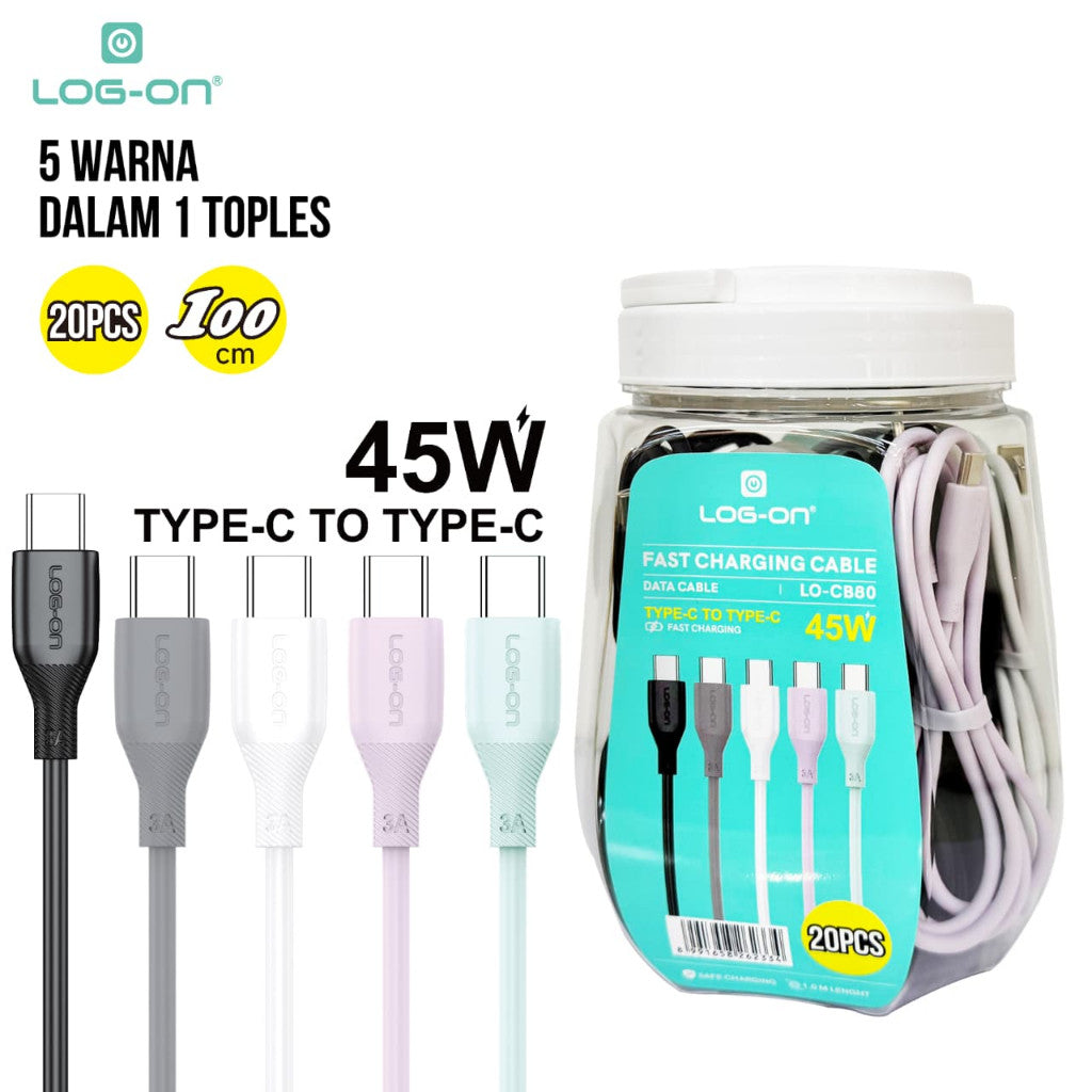LOG ON 20PCS KABEL MICRO/TYPE C LO-CB80/CB90 FAST CHARGING 3A 1M ANDROID