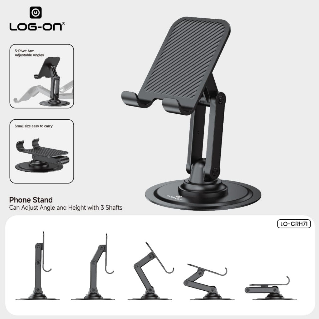 LOG-ON PHONE STAND HOLDER 360° ADJUSTABLE LO-CRH71 PHONE STAND FOR DESK (FREE KUNCI L)