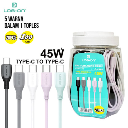 LOG ON 20PCS KABEL TYPE C/IPHONE LO-CB80 FAST CHARGING 3A 1M