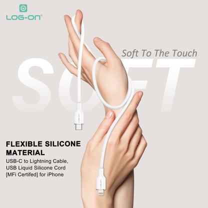 Kabel Log-On 27W USB-C to Lightning MFI LGO-10 Silikon Fast Charging 27W Apple MFi Certified 1.2M untuk iPhone iPad iPod