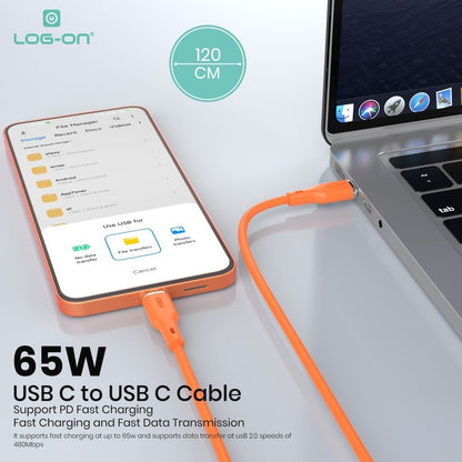 LOG ON 27W-65W KABEL FAST CHARGING LO-CB92 1,2M & 2M SUPPORT PD3.0 C-to-C C-to-iPhone