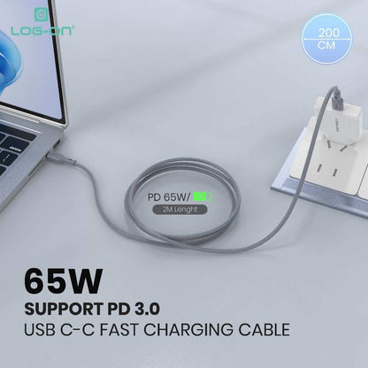 LOG ON 27W-65W KABEL FAST CHARGING LO-CB92 1,2M & 2M SUPPORT PD3.0 C-to-C C-to-iPhone