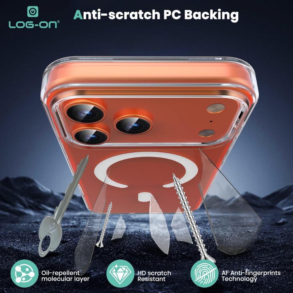 LOG-ON Clear Case Hybrid PC+TPU 100% Anti Yellowing + Magsafe support For Iphone 17 16 15 14 13 12 11 AIR PLUS PRO PROMAX