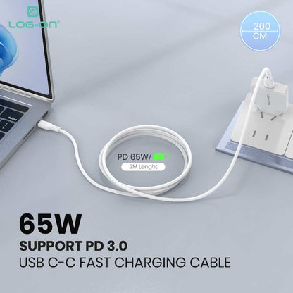 LOG ON 27W-65W KABEL FAST CHARGING LO-CB92 1,2M & 2M SUPPORT PD3.0 C-to-C C-to-iPhone
