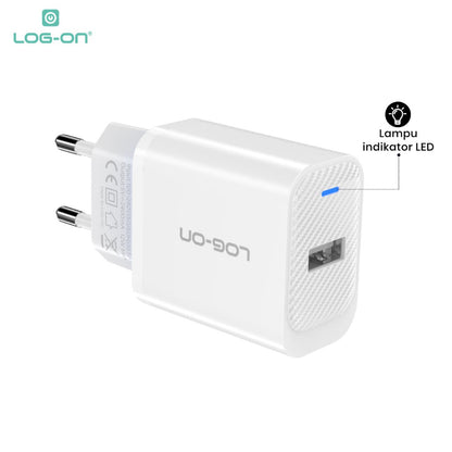 LOG ON BATOK CHARGER 12W 2.4A SINGLE PORT LO-C62 (HANYA KEPALA CHARGER)
