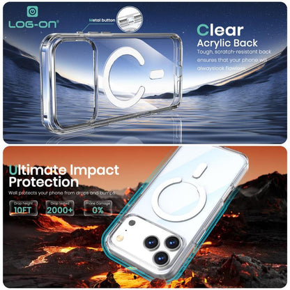 LOG-ON Clear Case Hybrid PC+TPU 100% Anti Yellowing + Magsafe support For Iphone 17 16 15 14 13 12 11 AIR PLUS PRO PROMAX