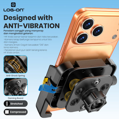 LOG ON HOLDER MOTOR 4X PEREDAM GETAR LO-CRH73 (4-7 INCI) UNTUK DI SPION MOTOR, SEPEDA, SCOOTER