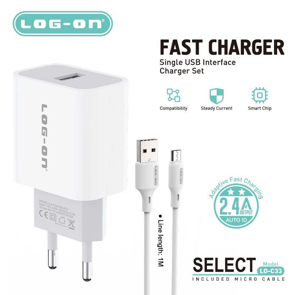 CHARGER LOGON Lo-C33 USB 2.4A SMART IC + Kabel usb