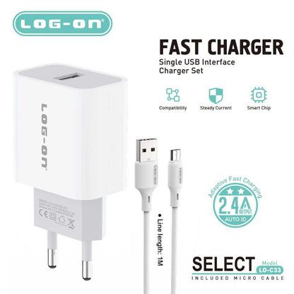 CHARGER LOGON Lo-C33 USB 2.4A SMART IC + Kabel usb