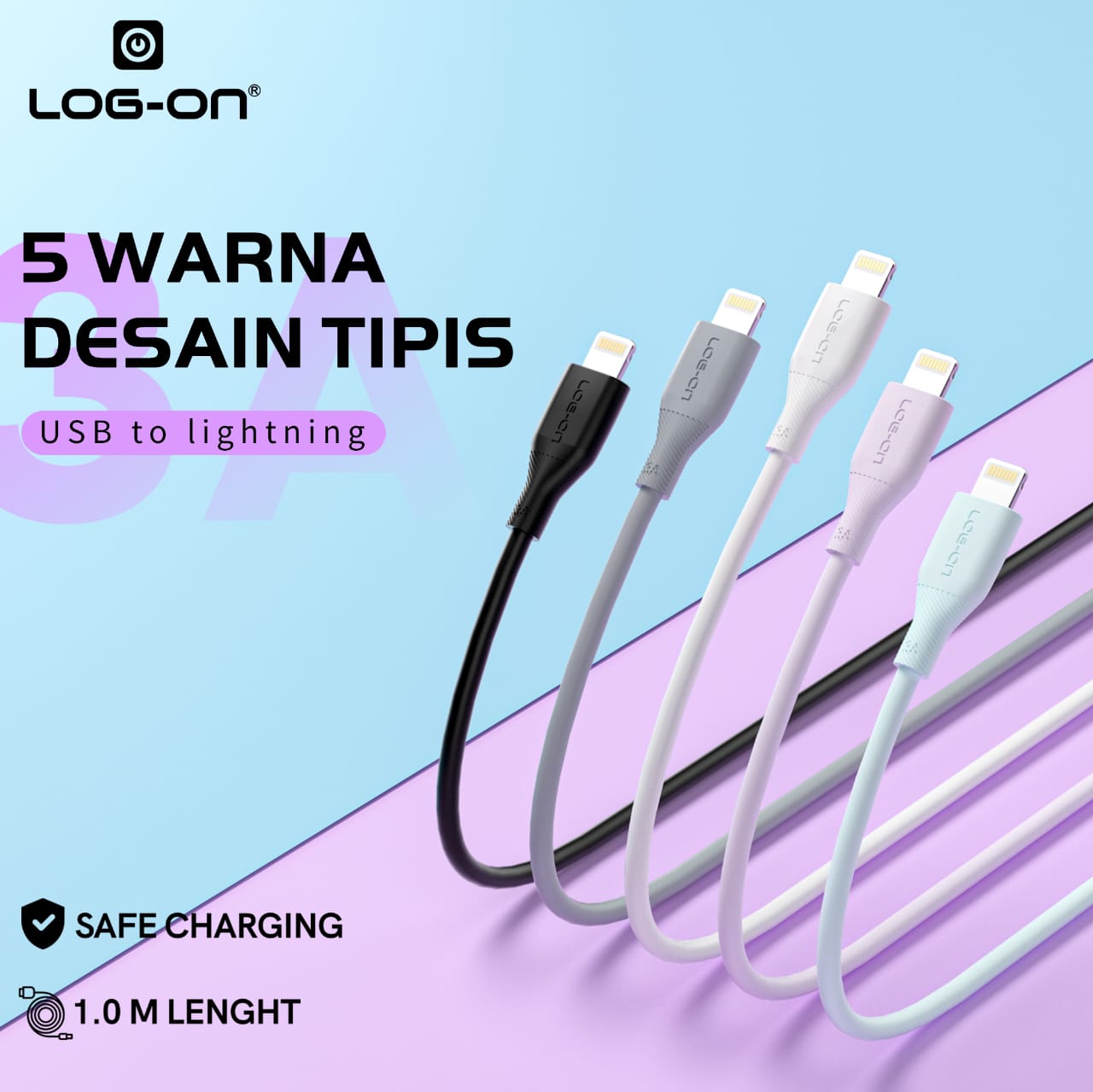 LOG ON KABEL FAST CHARGING 3A 1Meter CB80