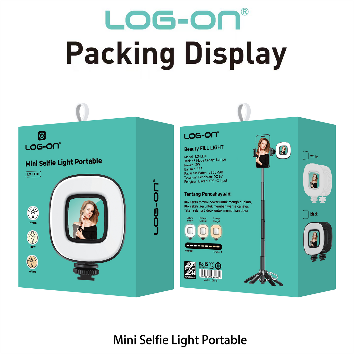 LOG ON LAMPU LED MINI LO-LED1 MINI SELFIE LIGHT PORTABLE (1PCS) FOR TRIPOD