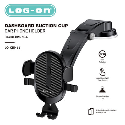LOG ON CAR PHONE HOLDER LO-CRH55/CRH55L DASHBOARD SUCTION CUP-FLEXIBLE LONG NECK