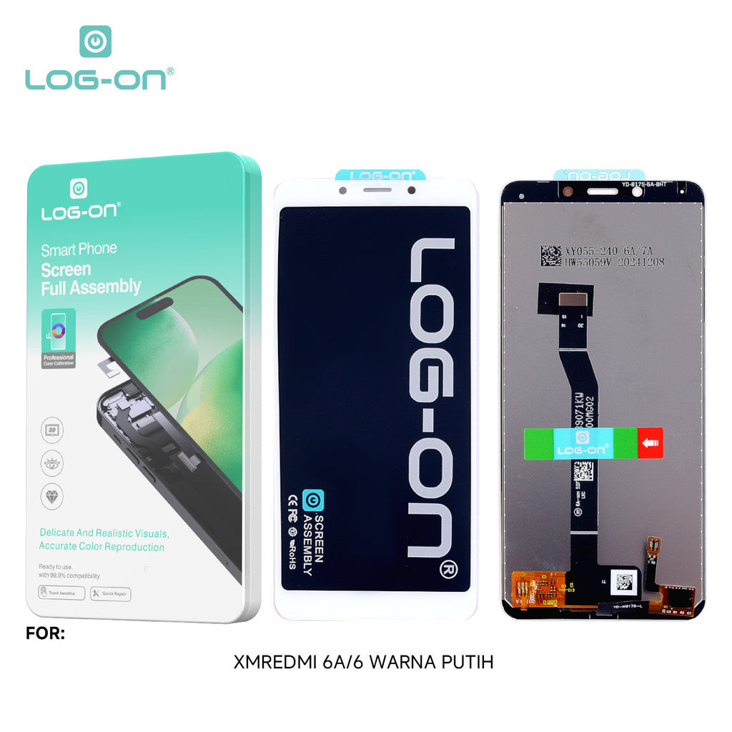 LOG-ON LCD FOR REDMI 6A BLACK & WHITE HD+ FULLSET ORIGINAL OEM free lem