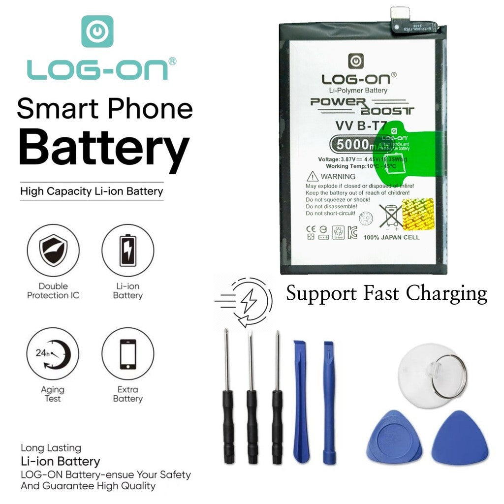Log On - B-T7 Untuk Vivo Y32 (V2158A) BT7 Support Fast Charging Kapasitas 5000mAh Power Boost Battery Baterai Batre - 1 Tahun Garansi