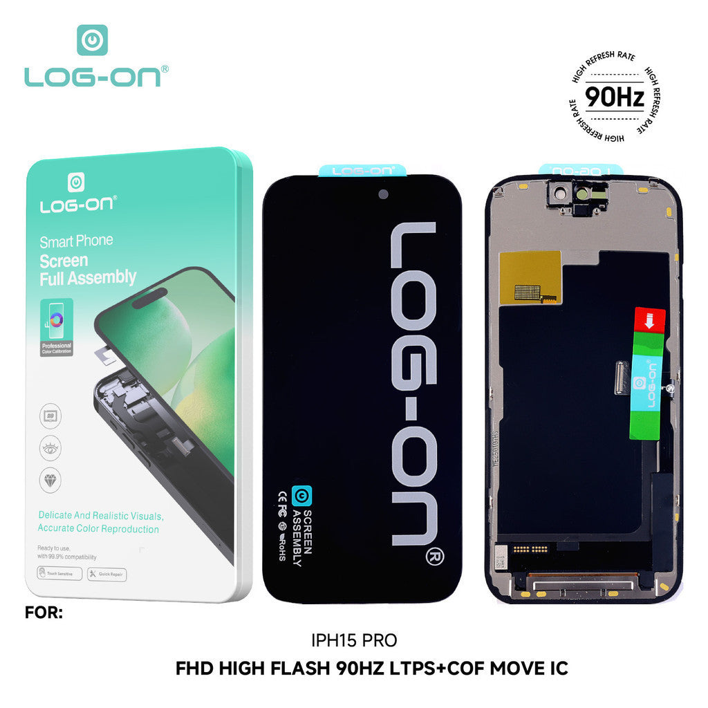 LOG-ON LCD UNTUK IPH 15 / 15 PRO / 15 PRO MAX / 15 PLUS FHD LTPS MOVE IC FULLSET TOUCHSCREEN OEM free lem