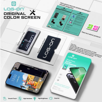 LOG-ON LCD UNTUK IPH 13 / 13 PRO / 13 PRO MAX FHD LTPS MOVE IC FULLSET TOUCHSCREEN ORIGINAL OEM free lem