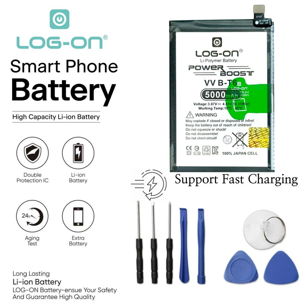 Log On - B-T6 Untuk Vivo Y33s 5G BT6 Support Fast Charging Kapasitas 5000mAh Power Boost Battery Baterai Batre - 1 Tahun Garansi