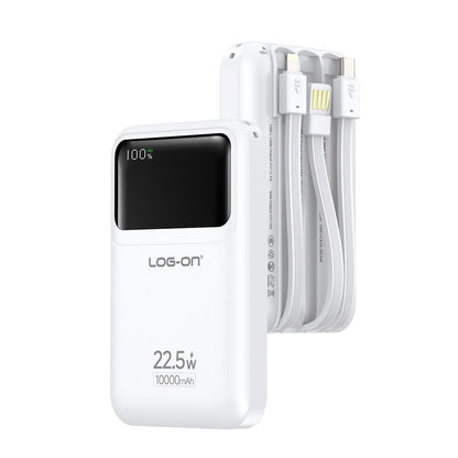 LOG ON POWERBANK 22.5W 10.000mAh HULK VII JGO-700H BUILT IN CABLE USB, IPHONE, TYPE C FAST CHARGING-GARANSI RESMI