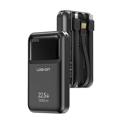 LOG ON POWERBANK 22.5W 10.000mAh HULK VII JGO-700H BUILT IN CABLE USB, IPHONE, TYPE C FAST CHARGING-GARANSI RESMI