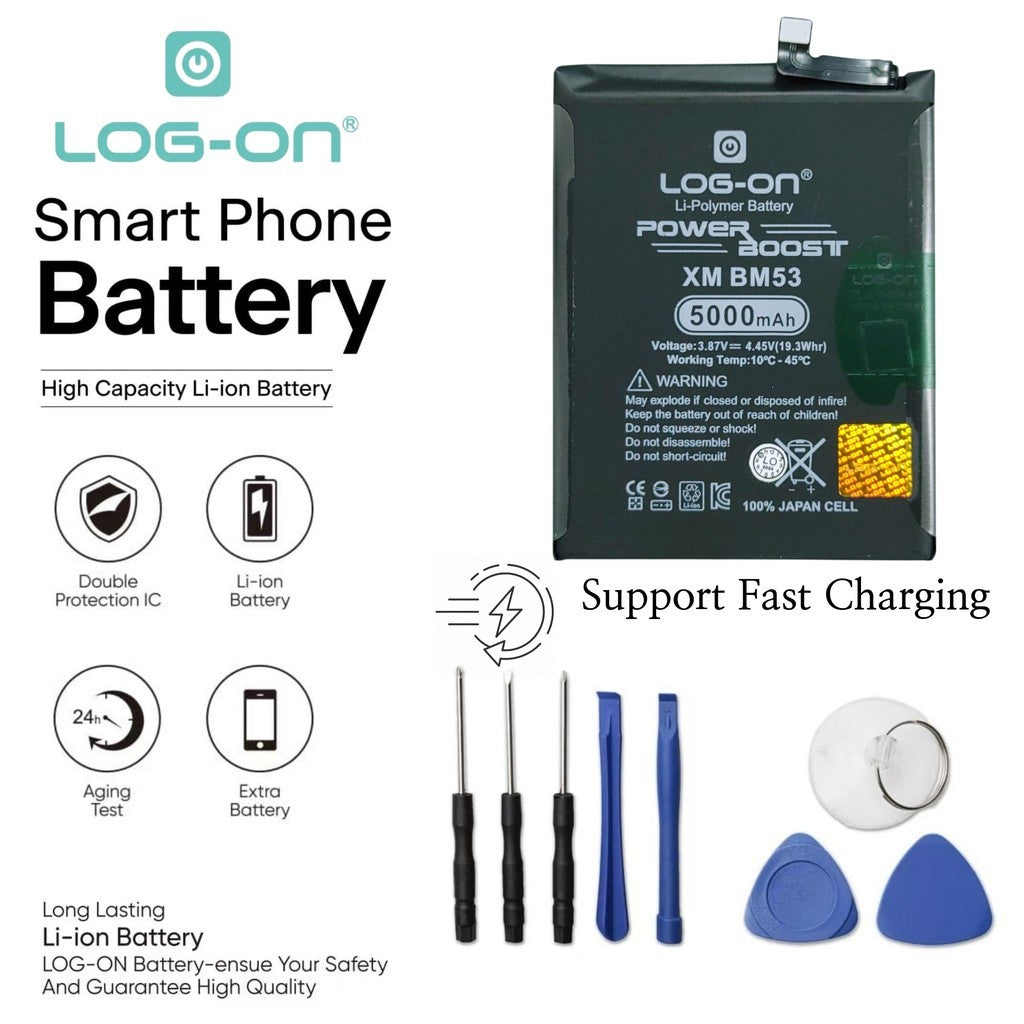 Log On - BM53 Untuk Xiaomi MI10T PRO / MI10T BM-53 Support Fast Charging - Kapasitas 5000mAh Power Boost Battery Baterai Batre - 1 Tahun Garansi
