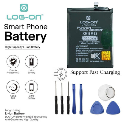 Log On - BM53 Untuk Xiaomi MI10T PRO / MI10T BM-53 Support Fast Charging - Kapasitas 5000mAh Power Boost Battery Baterai Batre - 1 Tahun Garansi