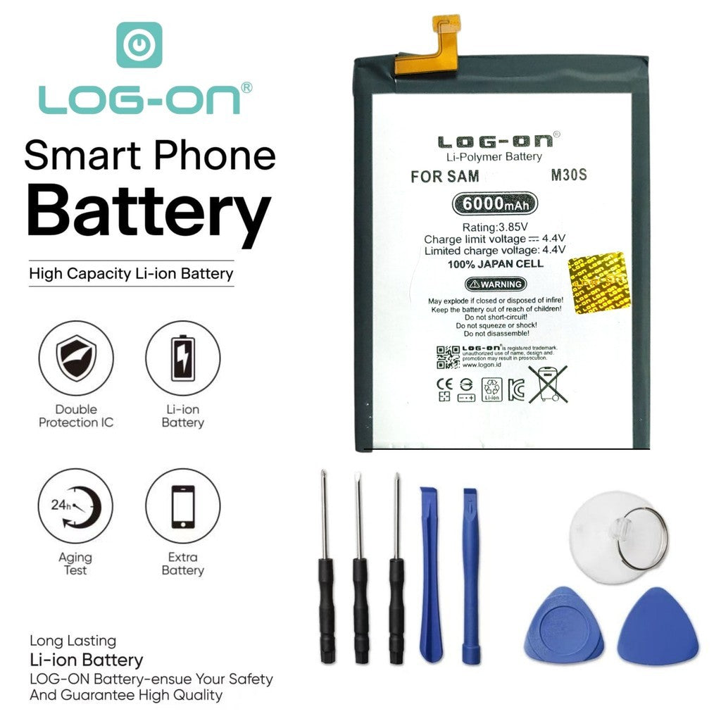Log On - EB-BM207ABY Untuk Samsung M30s / M21 / M31 Double IC Protection - Kapasitas 6000mAh Battery Baterai Batre - 1 Tahun Garansi
