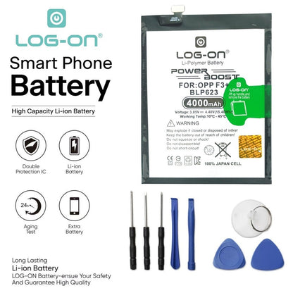 Log On BLP623 / BLP625 Untuk Oppo F3 Plus / R9S Plus Power Boost Original - Kapasitas 4000mAh Battery Baterai Batre - 1 Tahun Garansi