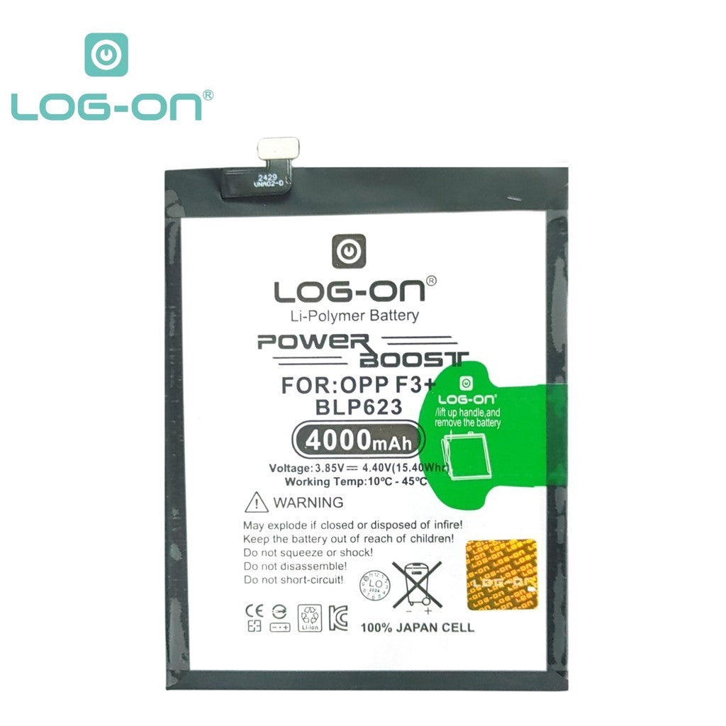 Log On BLP623 / BLP625 Untuk Oppo F3 Plus / R9S Plus Power Boost Original - Kapasitas 4000mAh Battery Baterai Batre - 1 Tahun Garansi